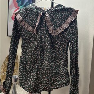 Boden Green and Pink Floral Blouse